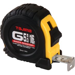 TAJIMA Tape Measure - 16 ft / 5m x 1 inch G-Series Measuring Tape with Dual Metric/Standard Scale & Acrylic Coated Blade - G-16/5MBW