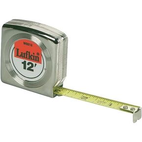Crescent Lufkin 1/2" x 12' Mezurall Chrome Case Yellow Clad Power Return Tape Measure - W9212