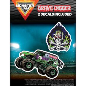 Monster Jam Grave Digger Decals - Set of 7 Grave Digger Monster Truck Logo Skull Icons Vinyl Stickers for Car, Water Bottle, Laptop, Luggage, Toy Truck