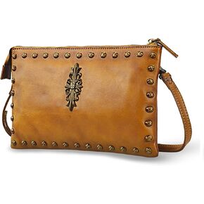LETEULO Womens Crossbody Bag Leather Handmade Shoulder Bag Clutch Wristlet Handbags Purse