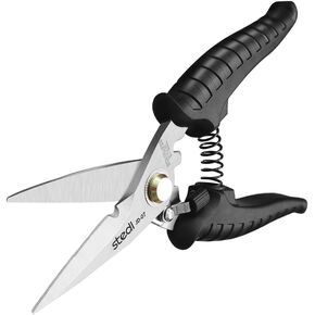 stedi Scissors Heavy Duty, Multi-Purpose Shears with Finely Serrated High Carbon Stainless Steel Blades -Easy Cutting Electrical Cable Notch, Insulation, Non-Slip Comfortable Handle, Soft Cable