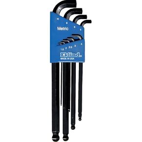Eklind Tool 13509 Stubby-Ball-Hex-L مفتاح ألين - مجموعة 9 قطع مقاسات مترية مم 1.5-10 سلسلة طويلة
