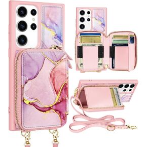 Shorogyt for Samsung Galaxy S23 Ultra Case Wallet Crossbody, RFID Blocking Card Holder Slots Designer Sun Moon Leather Handbag Purse Phone Cases with Lanyard for S23 Ultra