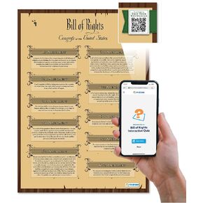 Bill of Rights Poster - US Constitution First 10 Amendments - Laminated Large 23.4" x 16.5" American History Classroom Posters with Free Interactive Quiz - For Schools and Homeschooling - Daydream