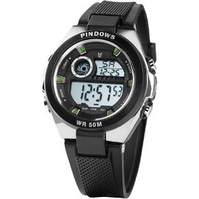 CakCtiy Digital Sports Watch with Waterproof Stopwatch, Luminous Display, Alarm, Chime, Seven-Color EL Backlight, for Women&Men Outdoor Multifunctional