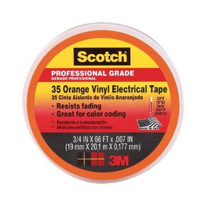 3M 35 ORANGE (3/4"X66FT) TAPE, INSULATION, PVC, ORG, 0.75INX66FT