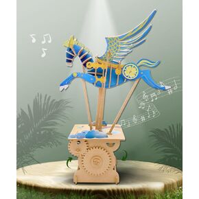 iló 3D Puzzles for Adults, DIY Mechanical Wooden Puzzle Model Kit for Adults & Teens, Building Sets for Kids 14+, Music Box Not Included, STEM Toys Brainteaser, Unique Gift, Decor, Pegasus