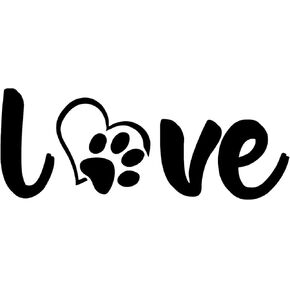 WSQ Paw Love Black Paw Dog Footprint Room Decor Vinyl Sticker Decal - 11x4 Inches - Paw Print Decals for Walls Car Truck SUV Van Window Bumper Laptop Tablet Cup Tumbler and Any Smooth Surface