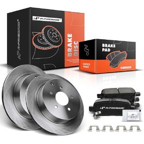A-Premium 12.13 inch (308.10mm) Rear Drilled and Slotted Disc Brake Rotors + Ceramic Pads Kit Compatible with Select Infiniti and Nissan Models - FX35, Q50, QX70, JX35, M35H, M37, M56, Q60, Murano