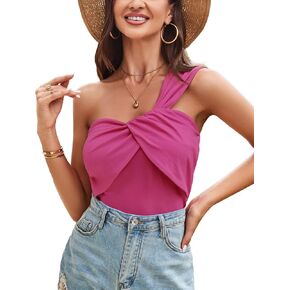 GRACE KARIN 2024 Women's One shoulder Casual Twist Knot Cami Top Summer Sleeveless Criss Cross Tank Shirt Tops trendy