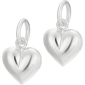 PH PandaHall 2pcs 925 Sterling Silver Charms Heart Charms Puffed Heart Pendants 3D Heart Charms Love Heart Dangle Pendant for Women Necklace Bracelet Jewelry Making DIY Crafts Mother's Day, 4.2mm Hole