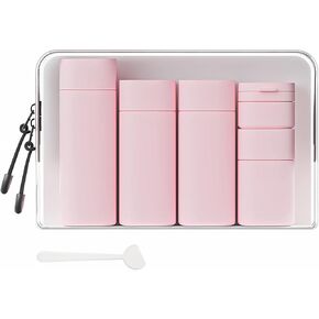 Travel Bottles for Toiletries, 5 Pack Travel Size Containers, TSA Approved Leak Proof Refillable Portable Travel Toiletry Bottles Set with Clear Toiletry Bag for Shampoo Conditioner, Lotion (Pink)