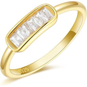 Sterling-Silver Princess-Cut Engagement/Wedding Rings for Women - 18K Gold Plated 5A Cubic Zirconia Statement Ring Jewelry Gift for Wife Girlfriend