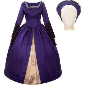 Women's Vintage Renaissance Tudor Peroid Anne Boleyn Costume Outfit Anne Boleyn Cosplay Dress