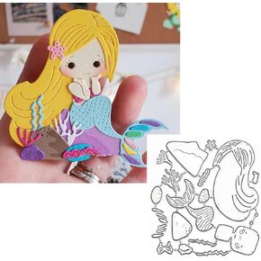 Mermaid Girl Metal Die Cuts,Lovely Mermaid Girl Frame Background Wedding Cutting Dies Cut Stencils for DIY Scrapbooking Album Embossing Paper Dies Card Making in Kuwait
