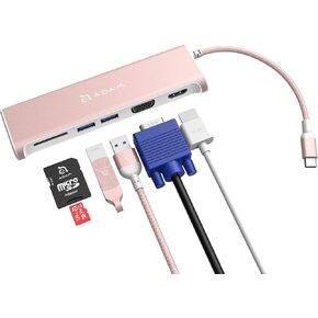 ADAM Elements موزع USB C 5 في 1 - 4K USB C إلى HDMI - قارئ بطاقة SD - 2 منافذ USB 3.1 - حافظة ألومنيوم متينة ومحمولة