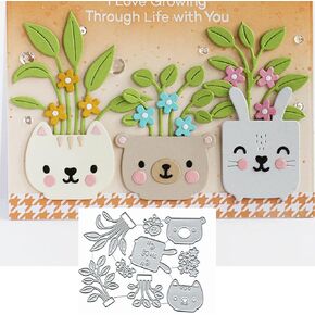 Cute Animal Face Flower Metal Die Cuts,Flower Frame Cat Pussy Cutting Dies Cut Stencils for DIY Embossing Photo Decorative Paper Dies Scrapbooking Card Making