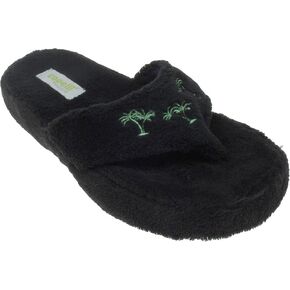 Capelli New York Ladies Palm Trees Design Indoor Slippers Black Small