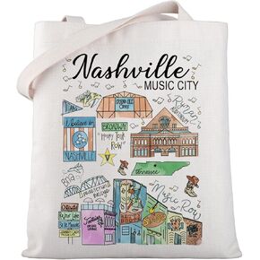 WSNANG Nashville Music City Gifts Nashville Music City Travel Tote Bag Nashville Trip Gifts Nashville Bags for Women