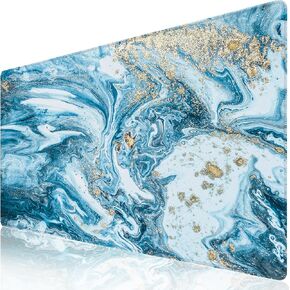 Large Boho Mouse Pad, Modern Watercolor Floral Herb Aesthetics Print Desk Mat for Keyboard and Mouse, XXL Extended Non-Slip Rubber Base Mousepad with Stitched Edge for School Office Home 31.5" x 11.8"