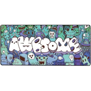 RGB Gaming Mouse pad Large Anime Graffiti Non-Slip Rubber Base Mice Keyboard Mat (Red)