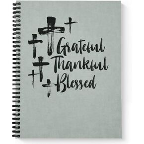 Softcover Blessed 8.5" x 11" Religious Spiral Prayer Journal/Notebook, 120 Prayer Journal Pages, Durable Gloss Laminated Cover, Black Wire-o Spiral. Made in the USA