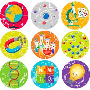 1800 Pcs Science Stickers for Kids Science Teacher Reward Stickers Science Party Favor Stickers Bulk Chocolate Stickers Science Decals for Chemistry Laboratory Birthday Theme Party Favors, 9 Styles