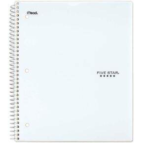 Five Star Spiral Notebook, 1 Subject, College Ruled Paper, 100 Sheets, 11" x 8-1/2" Sheet Size, Customizable Cover, Color Selected For You, 1 Count (08230)