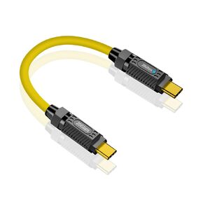 Poyiccot Short USB C to USB C Cable 6inch, 140W USB C Cable Short, USB C to USB C Data Cable 20Gbps with LED Light, Support 8K@60Hz for Thunderbolt 3, MacBook Pro, External SSD.