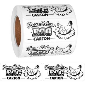 500pcs Chicken Egg Carton Labels Stickers, Rectangular Please Return Egg Carton Sticker Farm Fresh Egg Carton Labels Egg Packaging Stickers for Box Container Carton Farm Supplies