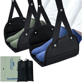 [2024 New Upgrade] 2-Pack Airplane Travel Footrest Hammock, Portable Foot Hammock Long Trip Essentials, Lightweight Airplane Foot Hanger Foot Rest for Air Travel