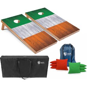 مجموعة أعلام لوحات ثقب الذرة من Tailgating Pros - تتضمن 8 أكياس فول، وحقائب حمل، ولعبة رمي ثقب الذرة مقاس 4 × 2 بوصة - مصابيح LED مدمجة