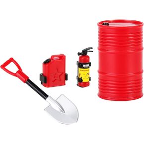 INJORA RC 1/24 Crawler Car Decoration Fire Extinguisher/Fuel Tank/Shovel/Oil Drum/Sand Ladder for 1/18 TRX4M Axial AX24 SCX24 C10 JLU Gladiator Bronco Deadbolt,6pcs
