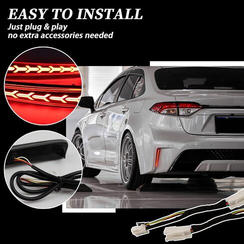 طقم عاكس ضباب خلفي LED كامل لسيارة Toyota Corolla 2021-2023 L LE XLE، يعمل كأضواء إشارة الانعطاف المتسلسلة الديناميكية، ضوء الفرامل، مصابيح ممتصة للصدمات (هيكل السمكة مدخن) in Kuwait