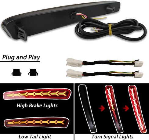 طقم عاكس ضباب خلفي LED كامل لسيارة Toyota Corolla 2021-2023 L LE XLE، يعمل كأضواء إشارة الانعطاف المتسلسلة الديناميكية، ضوء الفرامل، مصابيح ممتصة للصدمات (هيكل السمكة مدخن) in Kuwait