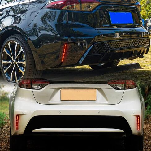 طقم عاكس ضباب خلفي LED كامل لسيارة Toyota Corolla 2021-2023 L LE XLE، يعمل كأضواء إشارة الانعطاف المتسلسلة الديناميكية، ضوء الفرامل، مصابيح ممتصة للصدمات (هيكل السمكة مدخن) in Kuwait