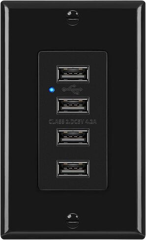 BESTTEN USB Receptacle Outlet, 4.2A/21W High-Speed 4 USB Wall Charging Outlet with LED Indicator, Quad USB Charger Ports with Decorator Wallplate, UL Listed, White in Saudi Arabia