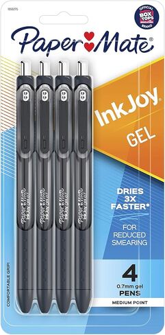 أقلام جل Paper Mate InkJoy، نقطة متوسطة، أسود، عدد 4 in Saudi Arabia