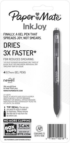 أقلام جل Paper Mate InkJoy، نقطة متوسطة، أسود، عدد 4 in Saudi Arabia