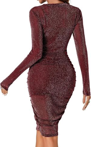 فستان نسائي شبكي لامع مكون من 3 قطع بأكمام طويلة مع شورت كامي in Kuwait