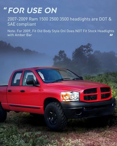 Nilight 2007 2008 2009 مجموعة المصابيح الأمامية دودج رام 2 حزمة متوافقة مع 2006-2008 دودج رام 1500 2006-2009 دودج رام 2500 3500 استبدال المصابيح الأمامية للسائق وجانب الركاب، ضمان لمدة عامين in Saudi Arabia