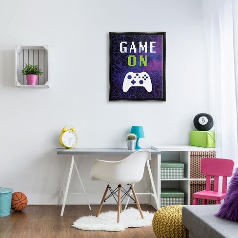 Stupell Industries Game On Bold Geometric Pattern Gaming Controller Floating Framed Wall Art, Design By Victoria Barnes in Saudi Arabia