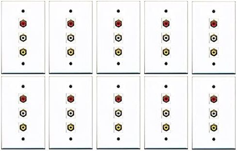 RiteAV - 1 Port RCA Red and 1 Port RCA White and 1 Port RCA Yellow Wall Plate in Saudi Arabia