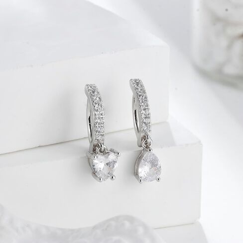 MILACOLATO 2 PCS 925 Sterling Silver Belly Button Rings, 14G Clicker Dangle Belly Rings Internally Threaded 10mm Bar Belly Piercing Jewelry, 5A Cubic Zirconia Teardrop Dangle Navel Rings for Women Men in Saudi Arabia