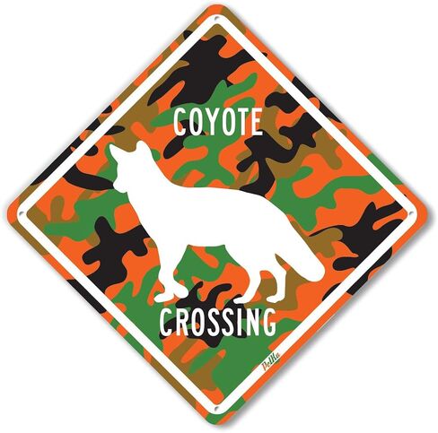 لافتات ورسومات PetKa PKAC-0018-NA_10x10 لافتة ألومنيوم "Coyote Crossing"، مقاس 10 بوصة × 10 بوصة، أسود على أصفر in Saudi Arabia