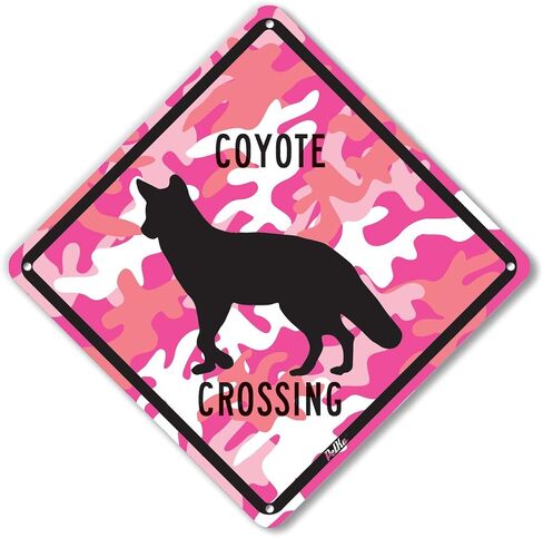 لافتات ورسومات PetKa PKAC-0018-NA_10x10 لافتة ألومنيوم "Coyote Crossing"، مقاس 10 بوصة × 10 بوصة، أسود على أصفر in Saudi Arabia