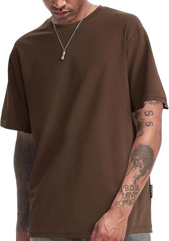 Men's Heavyweight Cotton Crew Neck T-Shirts Short Sleeve Oversized Basic Classic Tees in Saudi Arabia