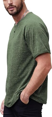 Muscle Killer Men's Henley Shirt Short Sleeve Fashion Retro Tee Shirt Summer Casual Button Washed T Shirt in Saudi Arabia