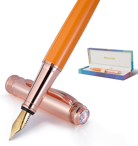 Turquoise Pen with 8MM Diamond-Stunning Luxury Fountain Pen, Schmidt 18K Gold Plated Nib (Medium), Real Rose Gold Finish, Fancy Pen Gift Set for Women, Executive, Nice, Beautiful Designer Pens in Saudi Arabia