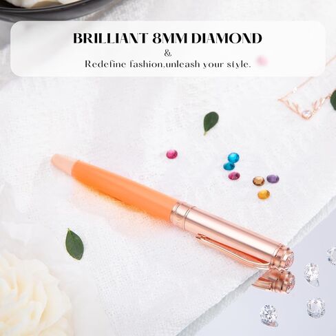 Turquoise Pen with 8MM Diamond-Stunning Luxury Fountain Pen, Schmidt 18K Gold Plated Nib (Medium), Real Rose Gold Finish, Fancy Pen Gift Set for Women, Executive, Nice, Beautiful Designer Pens in Saudi Arabia
